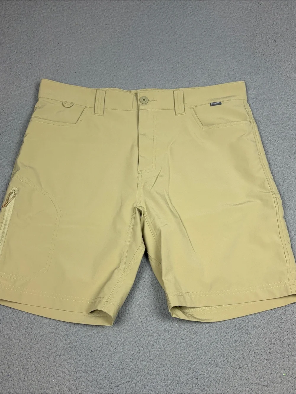 Simms Fishing Shorts Men's 36 Light Khaki Technical Athletic Zip Pocket